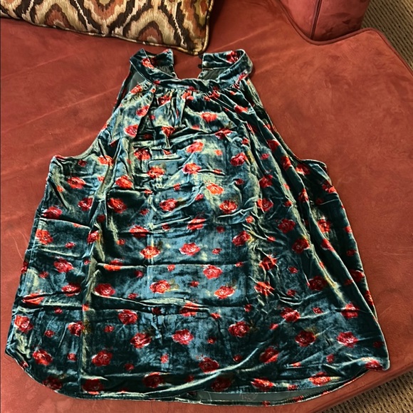 LOFT hunter green and red Halter Tank Top - Picture 1 of 5